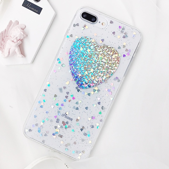 Accessories - NEW iPhone X/XS/7+/8 Glitter Heart Case